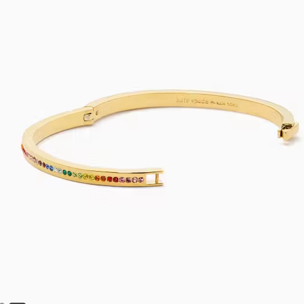 NEW Kate Spade rainbow pave cz hinge bangle bracelet - Picture 2 of 6